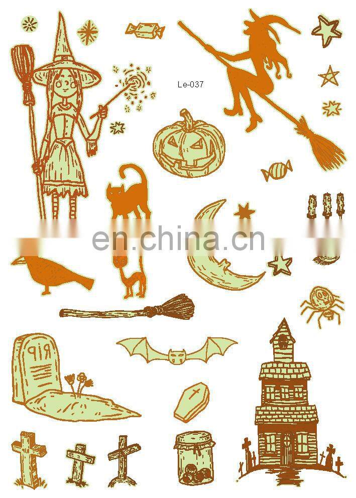 Rocooart Halloween Luminous Temporary Tattoo Tombstone Tattoo Witch Glowing in Dark Waterproof Tattoo Stickers Hallowmas