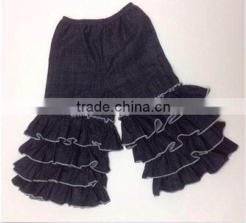 Custom Boutique Denim Ruffle Pants Jeans New