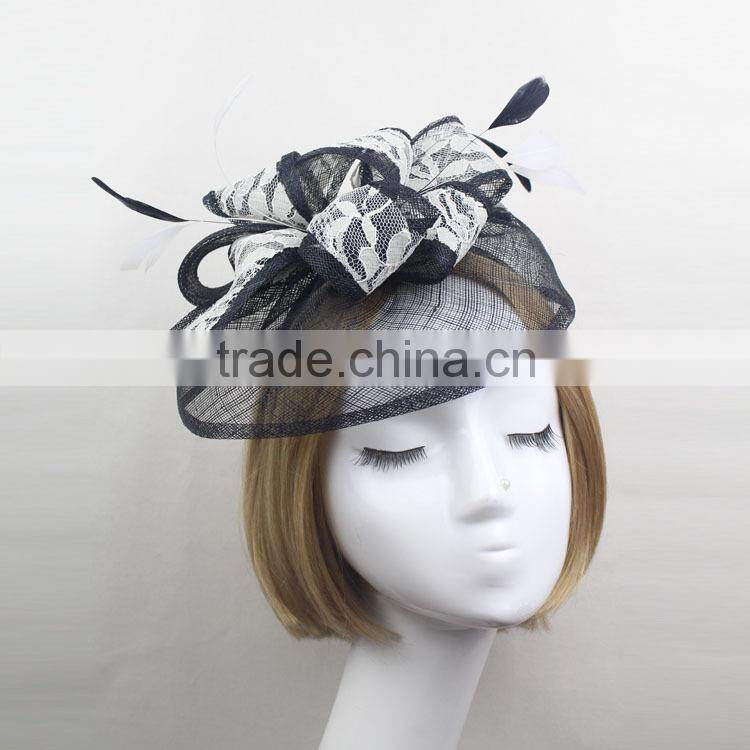 New Arrival Women Sinamay Base Fascinator Hat With Feather