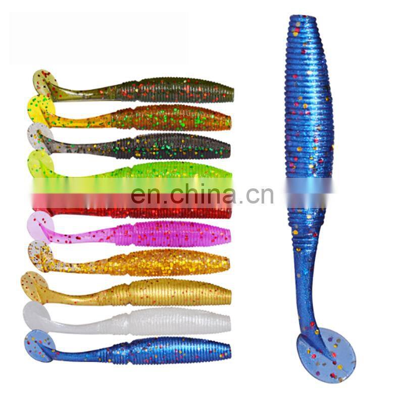 15pcs/bag T Tail Soft Lure 50mm 1g Plastic Fishing Lure Soft Baits Jig Head Texas Rig Bass Fishing Paddle Tail soft Grubs Maggo