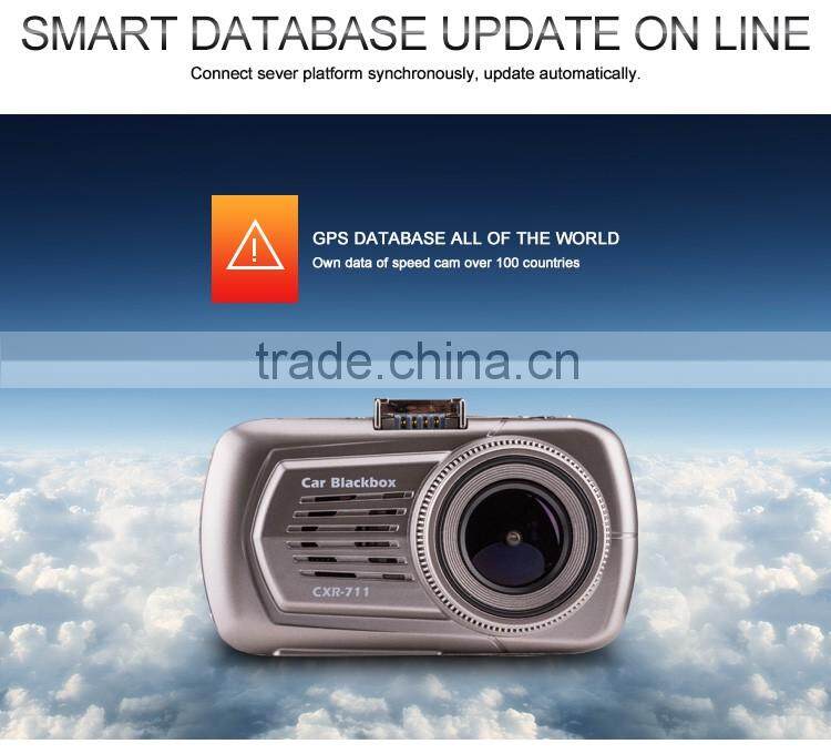 Taiwan company HD Car DVR with Speed Camera detector & GPS loggor and radar detector with gps tracker