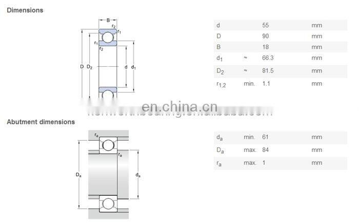 Chinese Chrome Steel NTN 6011LLU Deep Groove Ball Bearings