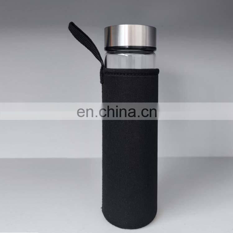 500ml Custom Borosilicate Glass Water Bottle With Neoprene Sleeve