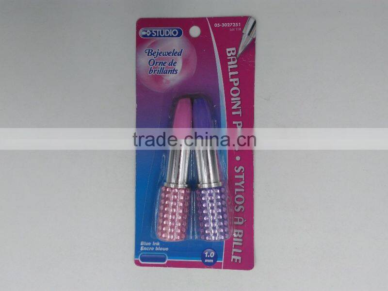 fashion gift lipstick gem plastic ball pen