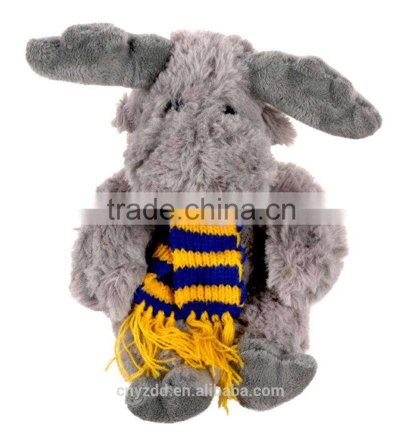 Cheap Stuffed Reideer Toy for Christmas/Wholesale Stuffed Moose with Scarf/Soft Christmas Toy Sitting Reindeer