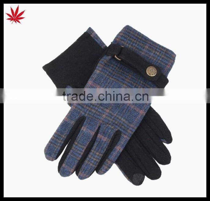 Ladies cheap touch finger fashion woolen gloves with belt