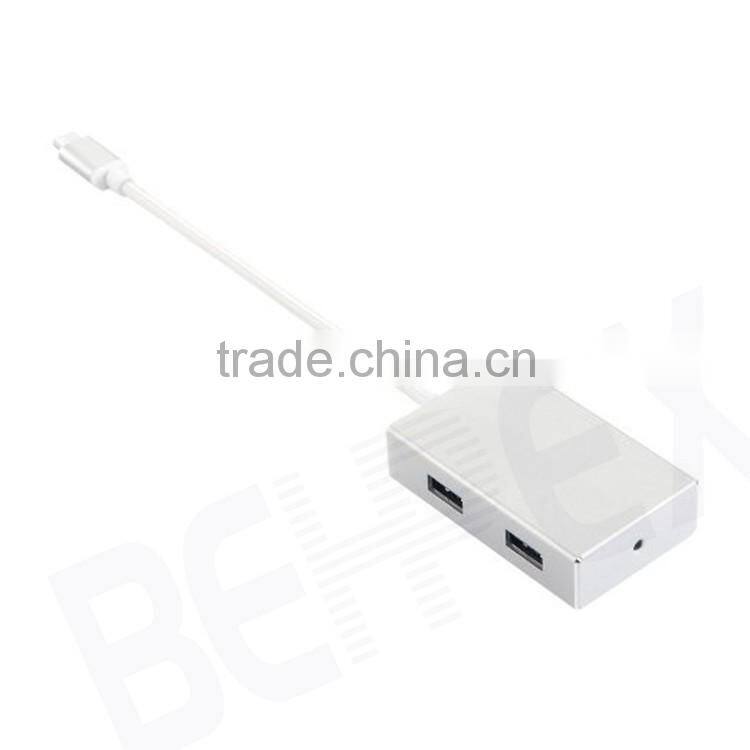 Universal Travel Aluminum USB 3.1 Type-c Male Adapter with 4 port Hub