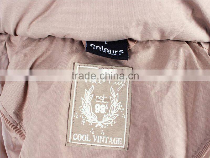 Lady's fashion hot selling stock clothing padded jacket with AC coated