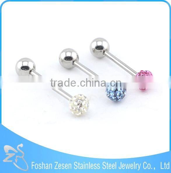 2016 Surgical Steel Crystal Ball Gauge Unique Tongue Ring