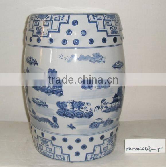 simple hollow out type garden furniture ceramic stool