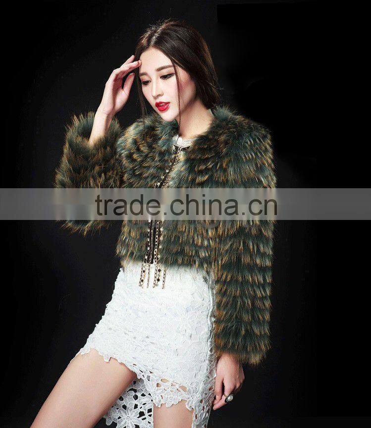 QD29299 Fashion Lady Raccoon Fur Jackets made in Chian