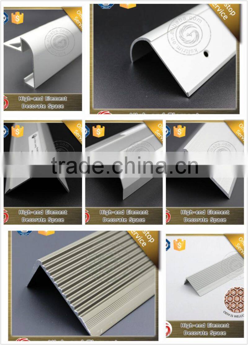 2016 Hottest wood grain bullnose non-slip aluminium carborundum stair nosing for stair