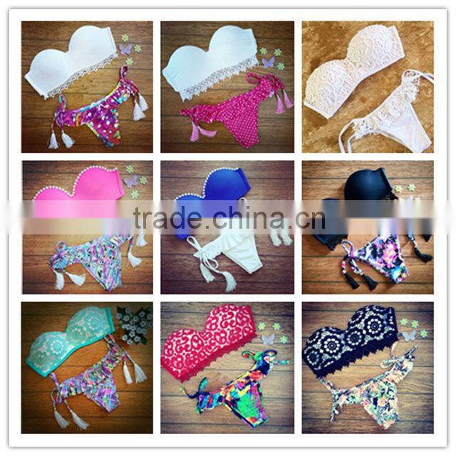 women's sexy swimwear bikinis Rose Red Hoop printed flower bikini