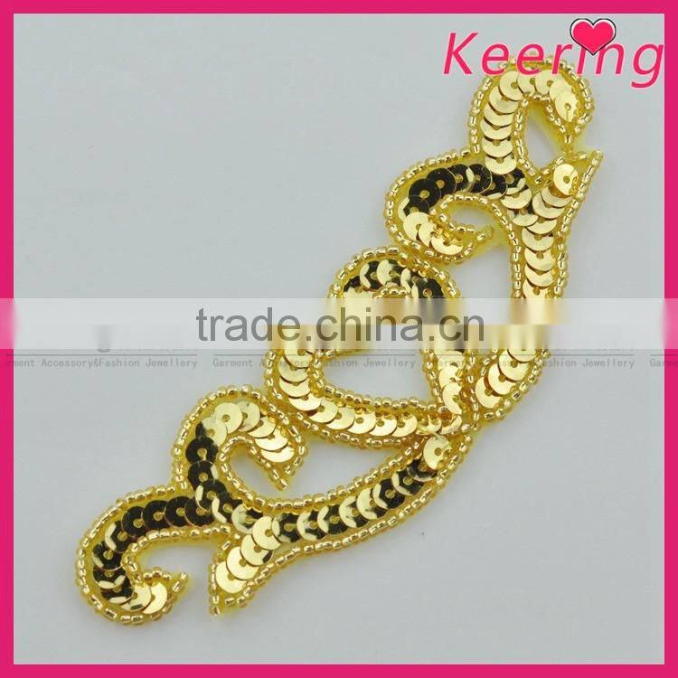 super poular dress accessories heart design beads patch WRAB-005