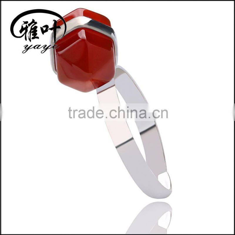 Whole sale gemstones transverse points ring Hexagon Prism shape ring ceremeny gifts