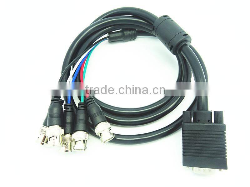2014 new arriver 2 meters VGA male 5 BNC RGBHV male VGA M to 5xRCA cable five interface