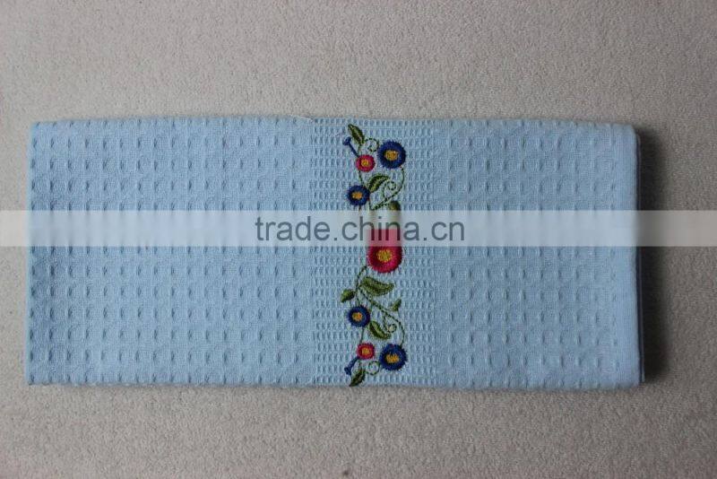 custom solid colorful waffle tea towels 100% cotton 2016 with embroidery