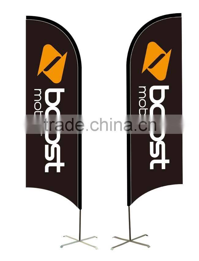 2016 hot durable aluminium and fabric graphic beacher feather flag