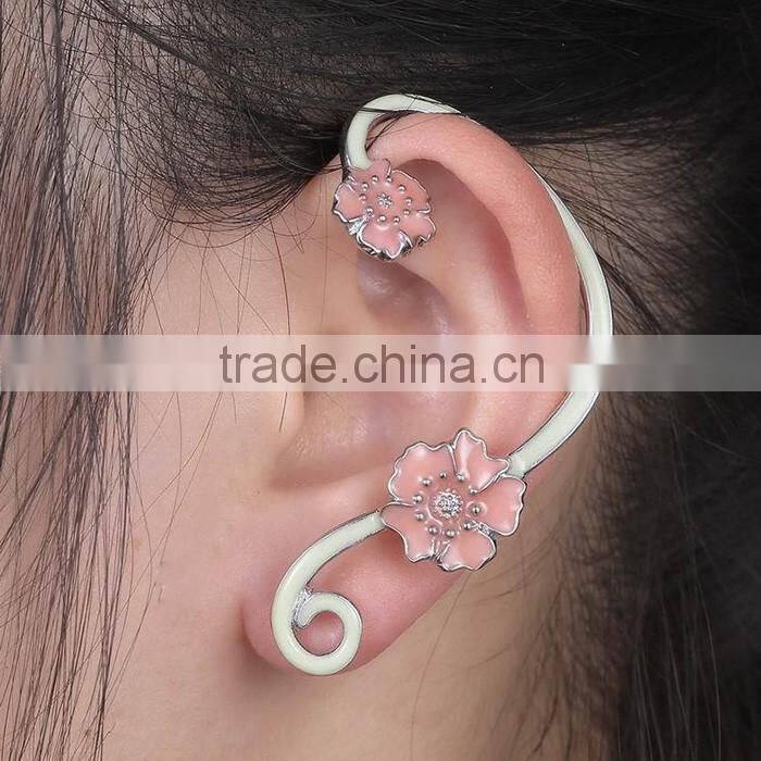Trending plant design jewelry vine shaped earring with flower ear cuff