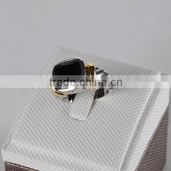 NEW 2016 Popular Fashion Jewelry Loyal Exquisite Square Shapped Ring Big Black stone CZ Diamond Ring Wholesale
