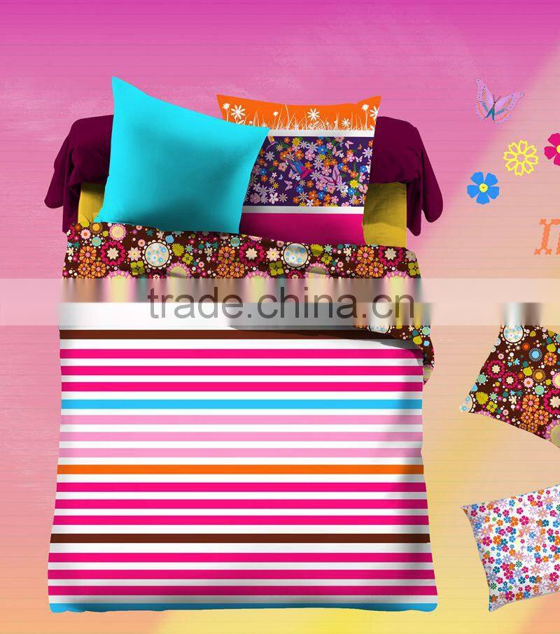 luxury stripe design 100%cotton pigment printed bedding set