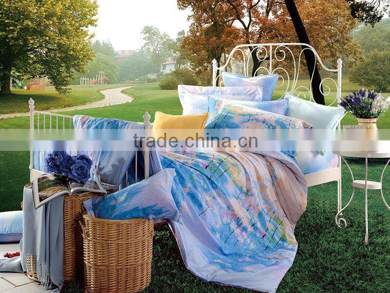 100% cotton128*68 pigment printed light colour bedding set
