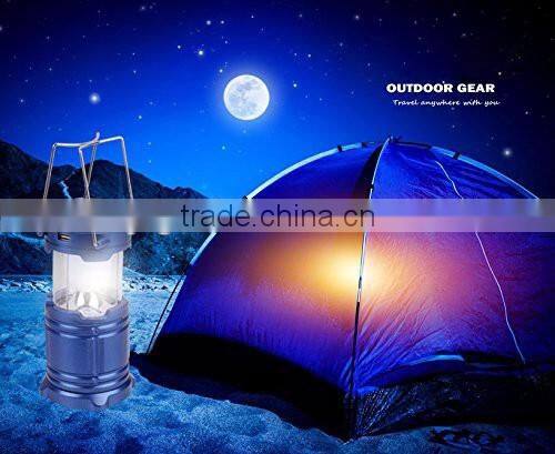 Camping Lantern - LED Solar Rechargeable Camp Light Flashlights - Emergency Lamp - Power Bank for Android Cell Phone IOS Iphone