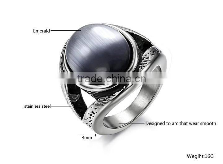 316l Titanium Men's Ring Jewelry Agate Finger Rings