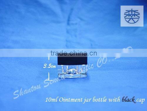 Unique Acrylic Cosmetic Bottle, 10ml Ointment Jar Bottle With Black Cap