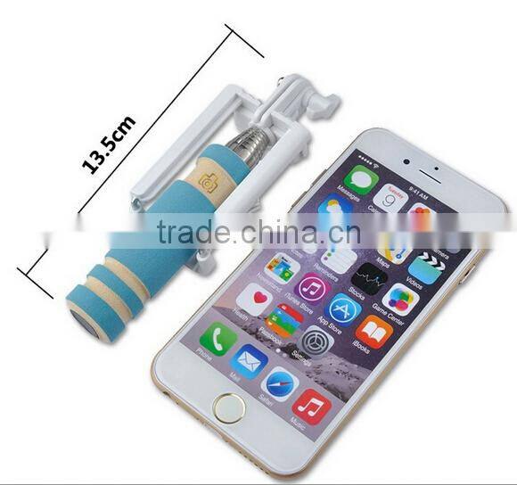 2015 Hot Wholesale Supreme 13.5cm Mini Foldable Cable Selfie Stick Wired Selfie Stick,Monopod Selfie-stick with cable