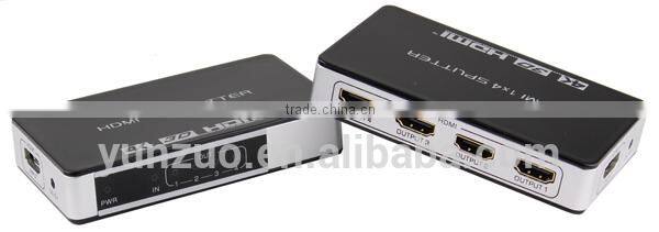 Full HD1080p HDMI splitter 1X4 Home Video split with power adapter Support 3D/4K*2K
