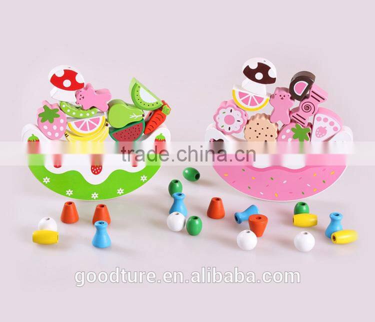Wooden Crescent Balance Fruit And Cake Stringing Beads Game