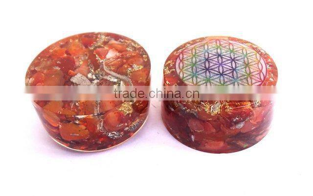Carnelian Flower Of Life Orgonite Energy Tower Buster : Energetic Space Protectors