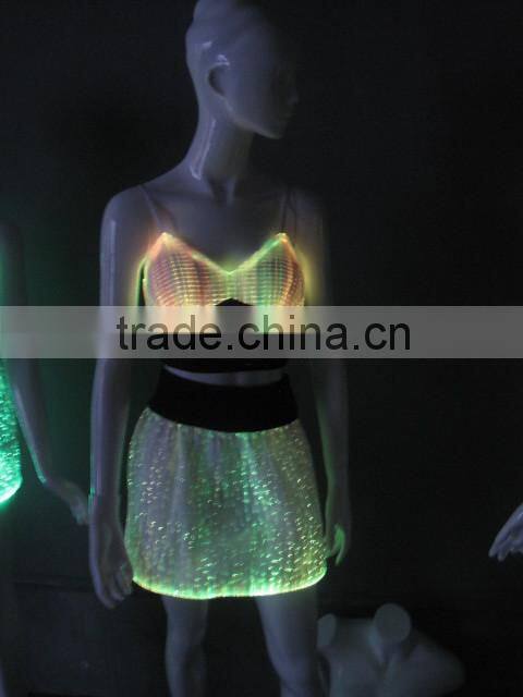 High tech optic fiber luminous 7 color african dress made with fabric