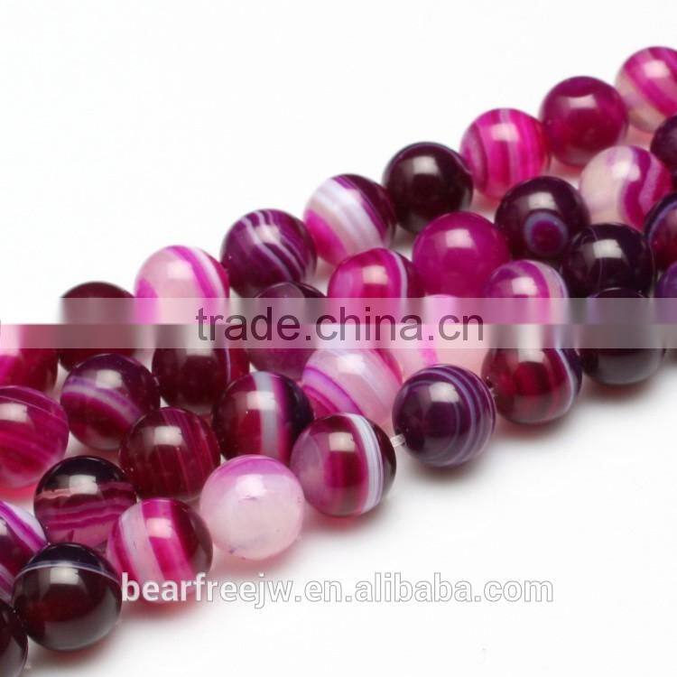 Seven Mixed Color Stripe Agate Natural Gemstone Loose Beads Strand Round Crystal Energy Stone Healing Power for Jewelry Making
