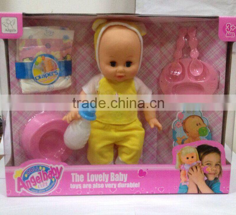 14 inch Angelbaby the lovely baby durable soft material drinking peeing boy doll toy