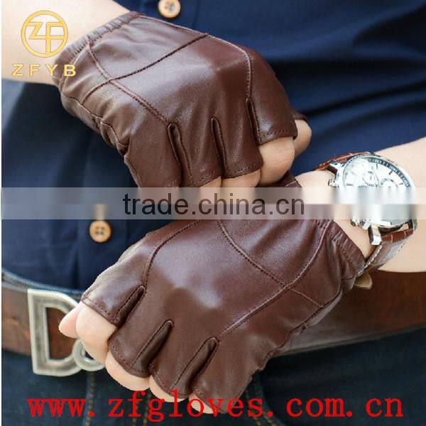 Half figer leather gloves for gentleman