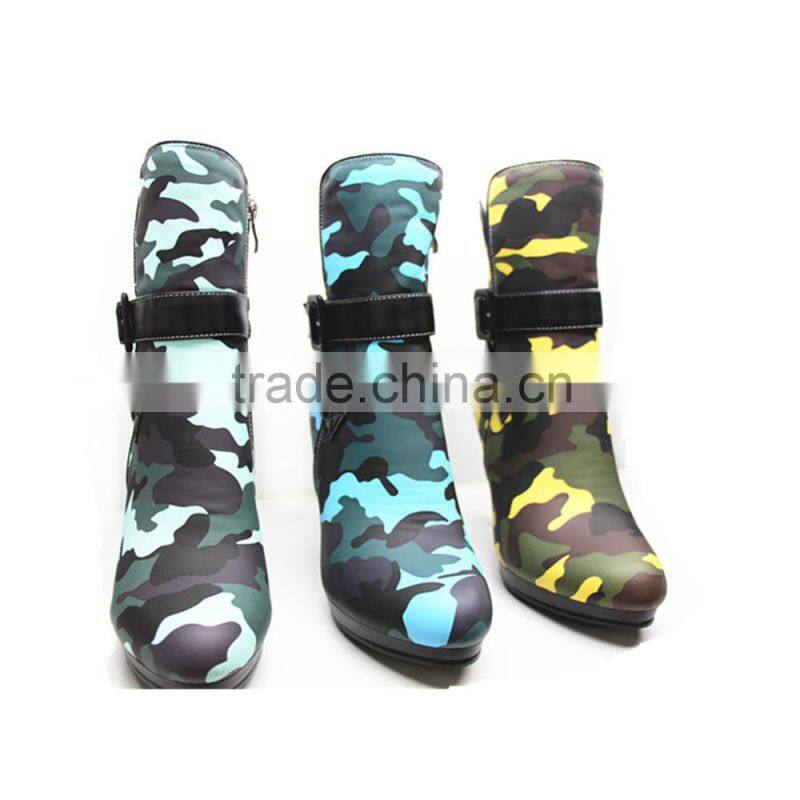 high heels women Rubber outsole casual boots cool camouflage boots