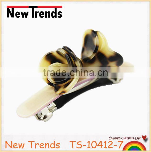 Multi color cellulose acetate flower spring hair clips for young girls