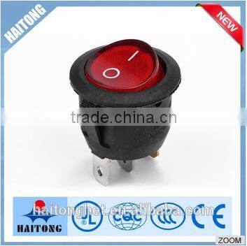china supplier 250v 3pin round red cover rocker switch t85