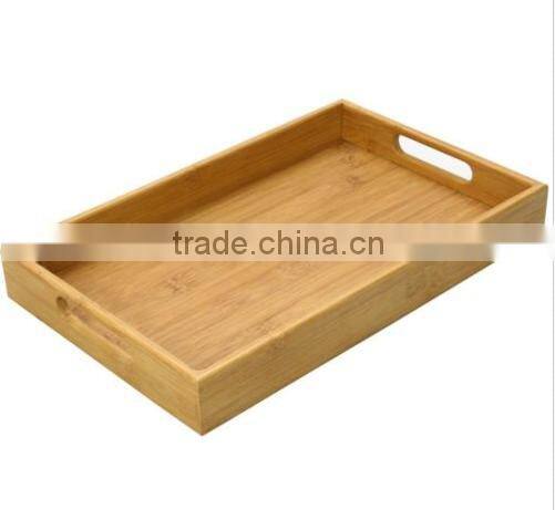 Rectangular Eco-friendly Bamboo Serving Tray With Handles