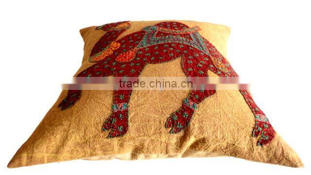 RTHCC-53 Traditional Royal Armed Camel Indian Patchwork Art Kantha Cotton cushion covers New Year Christmas Home Decor Gift