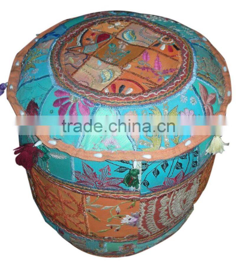 ARTHPF-9 Stool Type Round Patchwork Home Furnishing khambadia work LIving Room embroidered Poufs and ottomans Modern Designer