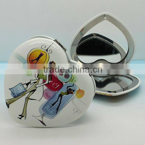 high quality fancy metal alloy flexible round one side No Foldable diamante personalized pocket mirror/cosmetic mirror