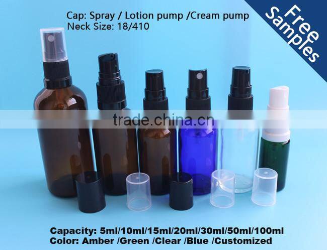 1OZ clear glass essential oil bottle with sprayer cap,30ml plastic spray essential oil bottle