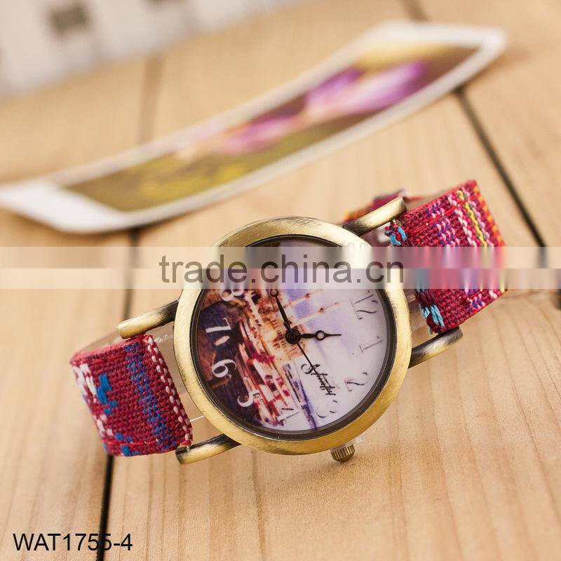 New Handmade Dial Denim Strap Wrist Watch