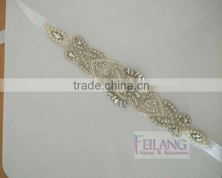 chinese applique embroidery neckline rhinestone applique wedding belt