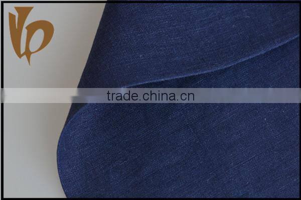 High quality navy pure linen cloth fabric textile from taizhou factory