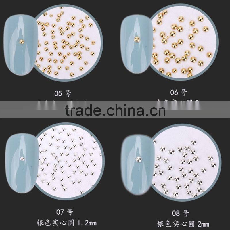 2016 New Arrival Gold and Silver Rivet 3D Nail Stencil Round Neon Metal Stud Nail Rhinestone Gem