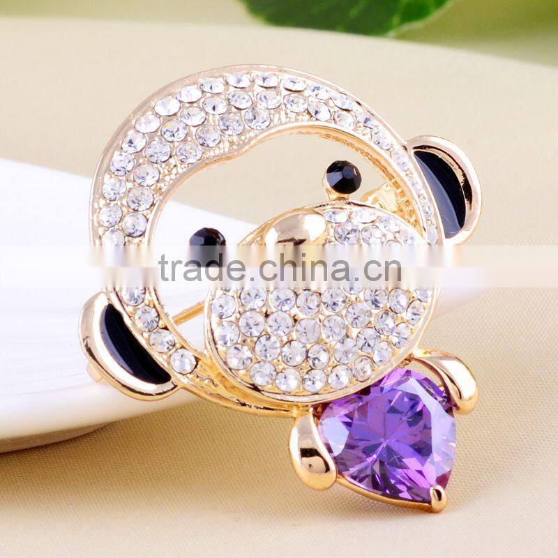 2016 new trendy Animal Brooch Crystal rhinestone cute monkey brooch